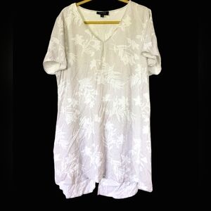 Arna York Ladies Cream & Beige Striped Knee Length‎ Dress Size 14/16 Linen Blend